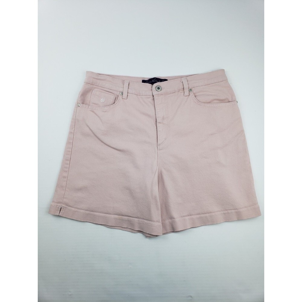 Gloria Vanderbilt Women's Amanda Jeans Shorts Size 14 Pink Cotton Casual Stretch